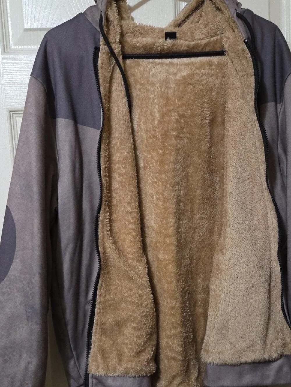 Carhartt Gray/Green Hooded Zip-Up Jacket with Sherpa Lining
